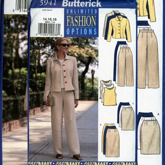 Vintage Butterick Pantsuit Jacket Sewing Pattern